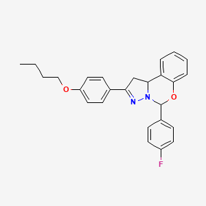 molecular formula C26H25FN2O2 B4308195 2-(4-butoxyphenyl)-5-(4-fluorophenyl)-1,10b-dihydropyrazolo[1,5-c][1,3]benzoxazine 