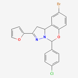 molecular formula C20H14BrClN2O2 B4308206 9-bromo-5-(4-chlorophenyl)-2-(2-furyl)-1,10b-dihydropyrazolo[1,5-c][1,3]benzoxazine 