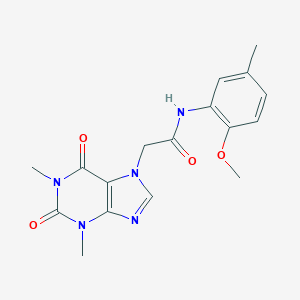 molecular formula C17H19N5O4 B430821 2-(1,3-dimethyl-2,6-dioxo-1,2,3,6-tetrahydro-7H-purin-7-yl)-N-(2-methoxy-5-methylphenyl)acetamide CAS No. 349401-63-4