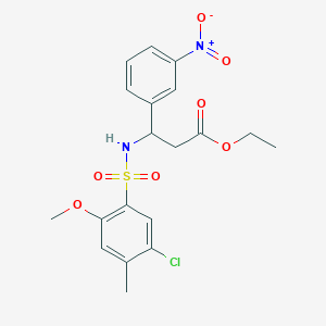 ETHYL 3-(5-CHLORO-2-METHOXY-4-METHYLBENZENESULFONAMIDO)-3-(3-NITROPHENYL)PROPANOATE