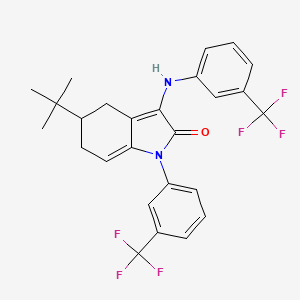 5-TERT-BUTYL-1-[3-(TRIFLUOROMETHYL)PHENYL]-3-{[3-(TRIFLUOROMETHYL)PHENYL]AMINO}-2,4,5,6-TETRAHYDRO-1H-INDOL-2-ONE