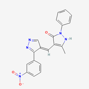 (4Z)-5-methyl-4-{[3-(3-nitrophenyl)-1H-pyrazol-4-yl]methylidene}-2-phenyl-2,4-dihydro-3H-pyrazol-3-one