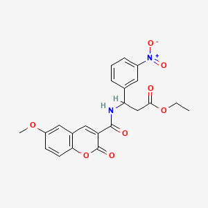 ETHYL 3-[(6-METHOXY-2-OXO-2H-CHROMEN-3-YL)FORMAMIDO]-3-(3-NITROPHENYL)PROPANOATE