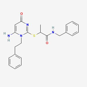 2-[(6-AMINO-4-OXO-1-PHENETHYL-1,4-DIHYDRO-2-PYRIMIDINYL)SULFANYL]-N-BENZYLPROPANAMIDE