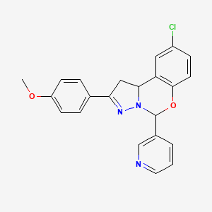 molecular formula C22H18ClN3O2 B4308315 9-Chloro-2-(4-methoxyphenyl)-5-(pyridin-3-yl)-1,10b-dihydropyrazolo[1,5-c][1,3]benzoxazine 