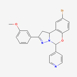 molecular formula C22H18BrN3O2 B4308323 9-bromo-2-(3-methoxyphenyl)-5-pyridin-4-yl-1,10b-dihydropyrazolo[1,5-c][1,3]benzoxazine 