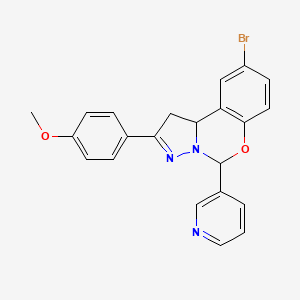 molecular formula C22H18BrN3O2 B4308324 4-[9-BROMO-5-(3-PYRIDYL)-1,10B-DIHYDROPYRAZOLO[1,5-C][1,3]BENZOXAZIN-2-YL]PHENYL METHYL ETHER 