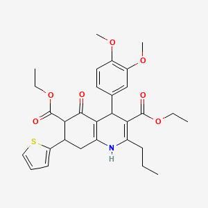 DIETHYL 4-(3,4-DIMETHOXYPHENYL)-5-OXO-2-PROPYL-7-(2-THIENYL)-1,4,5,6,7,8-HEXAHYDRO-3,6-QUINOLINEDICARBOXYLATE