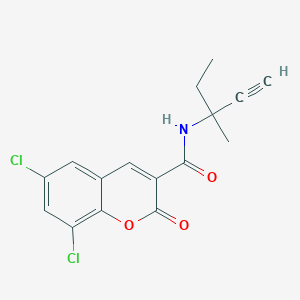 molecular formula C16H13Cl2NO3 B4308394 6,8-DICHLORO-N-(3-METHYL-1-PENTYN-3-YL)-2-OXO-2H-CHROMENE-3-CARBOXAMIDE 