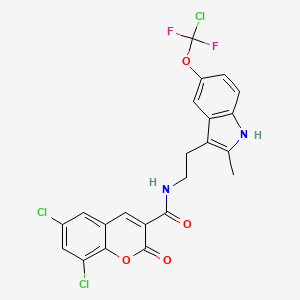 molecular formula C22H15Cl3F2N2O4 B4308399 6,8-DICHLORO-N~3~-(2-{5-[CHLORO(DIFLUORO)METHOXY]-2-METHYL-1H-INDOL-3-YL}ETHYL)-2-OXO-2H-CHROMENE-3-CARBOXAMIDE 