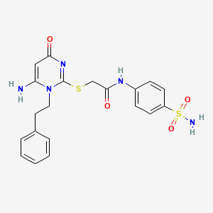 2-{[6-amino-4-oxo-1-(2-phenylethyl)-1,4-dihydropyrimidin-2-yl]sulfanyl}-N-(4-sulfamoylphenyl)acetamide