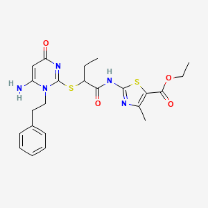 ETHYL 2-({2-[(6-AMINO-4-OXO-1-PHENETHYL-1,4-DIHYDRO-2-PYRIMIDINYL)SULFANYL]BUTANOYL}AMINO)-4-METHYL-1,3-THIAZOLE-5-CARBOXYLATE