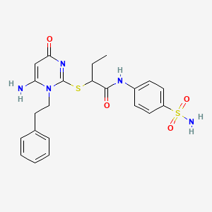 molecular formula C22H25N5O4S2 B4308463 2-{[6-AMINO-4-OXO-1-(2-PHENYLETHYL)-14-DIHYDROPYRIMIDIN-2-YL]SULFANYL}-N-(4-SULFAMOYLPHENYL)BUTANAMIDE 