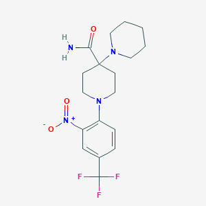 molecular formula C18H23F3N4O3 B4308469 1'-[2-nitro-4-(trifluoromethyl)phenyl]-1,4'-bipiperidine-4'-carboxamide 