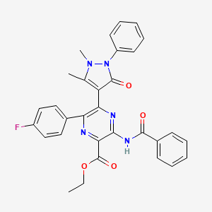 ETHYL 3-(BENZOYLAMINO)-5-(1,5-DIMETHYL-3-OXO-2-PHENYL-2,3-DIHYDRO-1H-PYRAZOL-4-YL)-6-(4-FLUOROPHENYL)-2-PYRAZINECARBOXYLATE