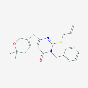 molecular formula C21H22N2O2S2 B430853 2-(allylsulfanyl)-3-benzyl-6,6-dimethyl-3,5,6,8-tetrahydro-4H-pyrano[4',3':4,5]thieno[2,3-d]pyrimidin-4-one CAS No. 351341-30-5