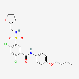 molecular formula C22H26Cl2N2O5S B4308537 N-(4-BUTOXYPHENYL)-2,4-DICHLORO-5-[(TETRAHYDRO-2-FURANYLMETHYL)SULFAMOYL]BENZAMIDE 