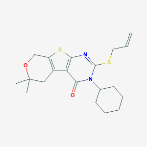 molecular formula C20H26N2O2S2 B430854 2-(allylsulfanyl)-3-cyclohexyl-6,6-dimethyl-3,5,6,8-tetrahydro-4H-pyrano[4',3':4,5]thieno[2,3-d]pyrimidin-4-one CAS No. 352661-01-9