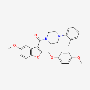 {5-METHOXY-2-[(4-METHOXYPHENOXY)METHYL]-1-BENZOFURAN-3-YL}[4-(2-METHYLPHENYL)PIPERAZINO]METHANONE