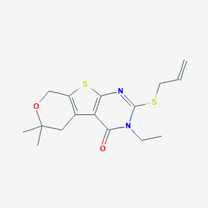 2-(allylsulfanyl)-3-ethyl-6,6-dimethyl-3,5,6,8-tetrahydro-4H-pyrano[4',3':4,5]thieno[2,3-d]pyrimidin-4-one