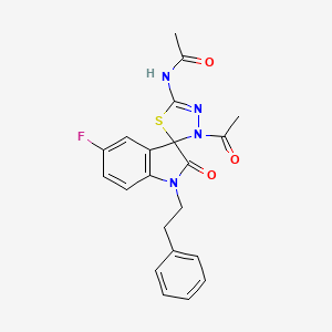 molecular formula C21H19FN4O3S B4308588 N-[4-acetyl-5'-fluoro-2'-oxo-1'-(2-phenylethyl)spiro[1,3,4-thiadiazole-5,3'-indole]-2-yl]acetamide 