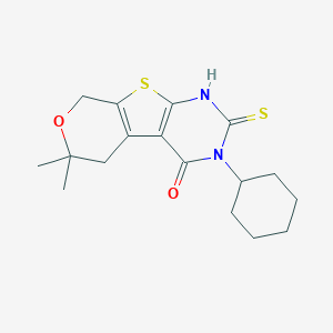 molecular formula C17H22N2O2S2 B430859 3-cyclohexyl-6,6-dimethyl-2-thioxo-1,2,3,5,6,8-hexahydro-4H-pyrano[4',3':4,5]thieno[2,3-d]pyrimidin-4-one CAS No. 312536-23-5