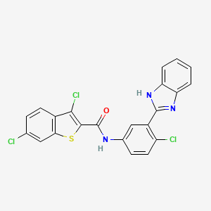 molecular formula C22H12Cl3N3OS B4308607 N-[3-(1H-benzimidazol-2-yl)-4-chlorophenyl]-3,6-dichloro-1-benzothiophene-2-carboxamide 