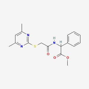 molecular formula C17H19N3O3S B4308635 methyl 2-{2-[(4,6-dimethylpyrimidin-2-yl)sulfanyl]acetamido}-2-phenylacetate 