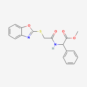 molecular formula C18H16N2O4S B4308647 METHYL 2-[2-(1,3-BENZOXAZOL-2-YLSULFANYL)ACETAMIDO]-2-PHENYLACETATE 