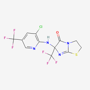 6-{[3-CHLORO-5-(TRIFLUOROMETHYL)PYRIDIN-2-YL]AMINO}-6-(TRIFLUOROMETHYL)-2H,3H,5H,6H-IMIDAZO[2,1-B][1,3]THIAZOL-5-ONE