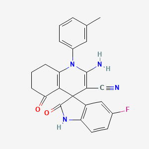 2'-amino-5-fluoro-1'-(3-methylphenyl)-2,5'-dioxo-1,2,5',6',7',8'-hexahydro-1'H-spiro[indole-3,4'-quinoline]-3'-carbonitrile