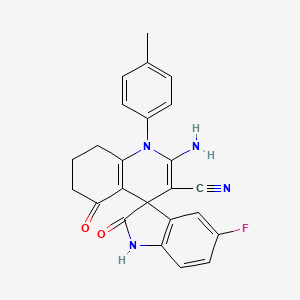 2'-amino-5-fluoro-1'-(4-methylphenyl)-2,5'-dioxo-1,2,5',6',7',8'-hexahydro-1'H-spiro[indole-3,4'-quinoline]-3'-carbonitrile