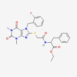 ETHYL 2-[(2-{[7-(2-FLUOROBENZYL)-1,3-DIMETHYL-2,6-DIOXO-2,3,6,7-TETRAHYDRO-1H-PURIN-8-YL]SULFANYL}ACETYL)AMINO]-3-PHENYLPROPANOATE