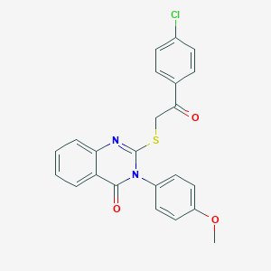 molecular formula C23H17ClN2O3S B430874 2-((2-(4-chlorophenyl)-2-oxoethyl)thio)-3-(4-methoxyphenyl)quinazolin-4(3H)-one CAS No. 331972-16-8