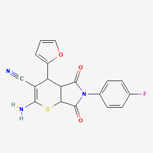 2-AMINO-6-(4-FLUOROPHENYL)-4-(2-FURYL)-5,7-DIOXO-4,4A,5,6,7,7A-HEXAHYDROTHIOPYRANO[2,3-C]PYRROL-3-YL CYANIDE