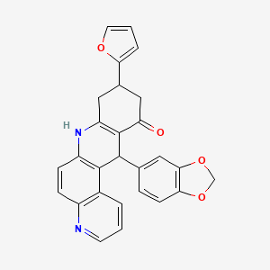 12-(1,3-BENZODIOXOL-5-YL)-9-(2-FURYL)-8,9,10,12-TETRAHYDROBENZO[B][4,7]PHENANTHROLIN-11(7H)-ONE