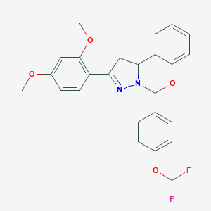 molecular formula C25H22F2N2O4 B430881 5-[4-(Difluoromethoxy)phenyl]-2-(2,4-dimethoxyphenyl)-1,10b-dihydropyrazolo[1,5-c][1,3]benzoxazine 