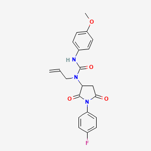 molecular formula C21H20FN3O4 B4308820 3-[1-(4-FLUOROPHENYL)-2,5-DIOXOPYRROLIDIN-3-YL]-1-(4-METHOXYPHENYL)-3-(PROP-2-EN-1-YL)UREA 