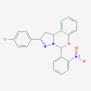 molecular formula C22H16ClN3O3 B430886 2-(4-Chlorophenyl)-5-(2-nitrophenyl)-1,10b-dihydropyrazolo[1,5-c][1,3]benzoxazine 