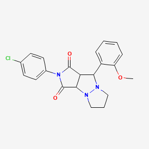 molecular formula C21H20ClN3O3 B4308927 2-(4-chlorophenyl)-9-(2-methoxyphenyl)tetrahydro-5H-pyrazolo[1,2-a]pyrrolo[3,4-c]pyrazole-1,3(2H,3aH)-dione 