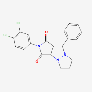 molecular formula C20H17Cl2N3O2 B4308936 2-(3,4-dichlorophenyl)-9-phenyltetrahydro-5H-pyrazolo[1,2-a]pyrrolo[3,4-c]pyrazole-1,3(2H,3aH)-dione 