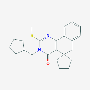molecular formula C23H28N2OS B430894 3-(cyclopentylmethyl)-2-(methylsulfanyl)-3H-spiro[benzo[h]quinazoline-5,1'-cyclopentan]-4(6H)-one CAS No. 337496-63-6