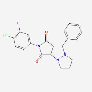 molecular formula C20H17ClFN3O2 B4308941 2-(4-chloro-3-fluorophenyl)-9-phenyltetrahydro-5H-pyrazolo[1,2-a]pyrrolo[3,4-c]pyrazole-1,3(2H,3aH)-dione 