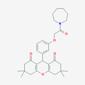 molecular formula C31H39NO5 B430897 9-{3-[2-(1-azepanyl)-2-oxoethoxy]phenyl}-3,3,6,6-tetramethyl-3,4,5,6,7,9-hexahydro-1H-xanthene-1,8(2H)-dione 