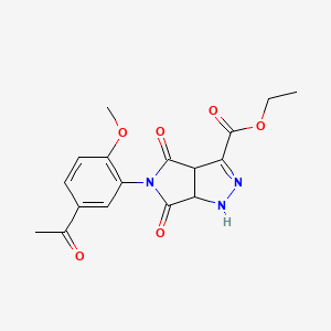 ethyl 5-(5-acetyl-2-methoxyphenyl)-4,6-dioxo-1,3a,4,5,6,6a-hexahydropyrrolo[3,4-c]pyrazole-3-carboxylate