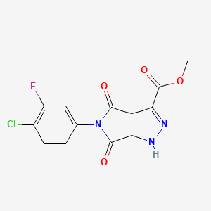 methyl 5-(4-chloro-3-fluorophenyl)-4,6-dioxo-1,3a,4,5,6,6a-hexahydropyrrolo[3,4-c]pyrazole-3-carboxylate