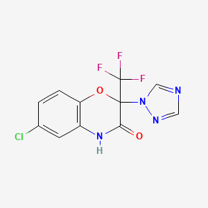 molecular formula C11H6ClF3N4O2 B4309013 6-chloro-2-(1H-1,2,4-triazol-1-yl)-2-(trifluoromethyl)-2H-1,4-benzoxazin-3(4H)-one 