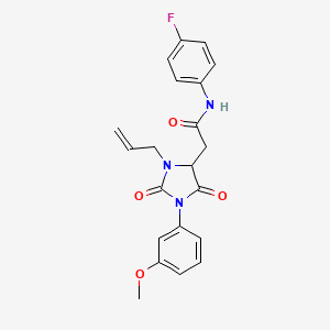 molecular formula C21H20FN3O4 B4309108 N-(4-fluorophenyl)-2-[1-(3-methoxyphenyl)-2,5-dioxo-3-(prop-2-en-1-yl)imidazolidin-4-yl]acetamide 