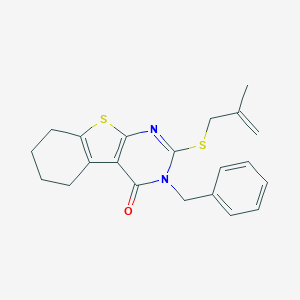 molecular formula C21H22N2OS2 B430914 3-Benzyl-2-(2-methylprop-2-enylsulfanyl)-5,6,7,8-tetrahydro-[1]benzothiolo[2,3-d]pyrimidin-4-one CAS No. 351341-55-4