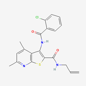 molecular formula C20H18ClN3O2S B4309186 3-(2-CHLOROBENZAMIDO)-4,6-DIMETHYL-N-(PROP-2-EN-1-YL)THIENO[2,3-B]PYRIDINE-2-CARBOXAMIDE 